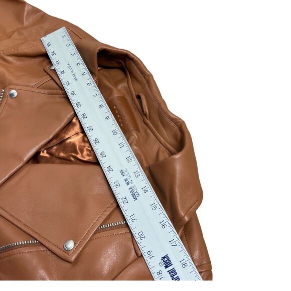 Blank NYC Moto Jacket 2X Brown Faux Leather Zip Biker Fall Transitional - Picture 7 of 12
